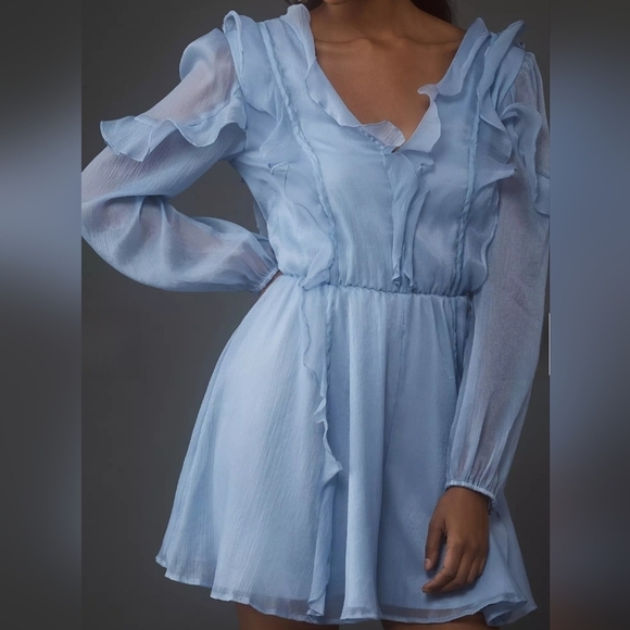 Hutch Long Sleeve Frilled Ruffle Romper In Sky Blue Size Large NWT - Picture 4 of 11